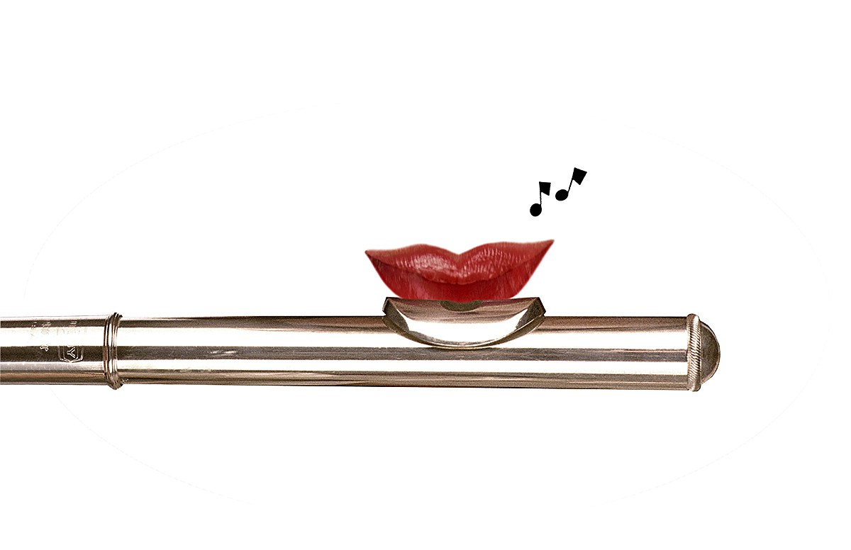 Red Lips with Flute